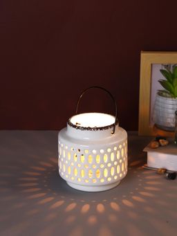 Tayhaa - Purity Glow: White Ceramic Tea Light Candle Holder