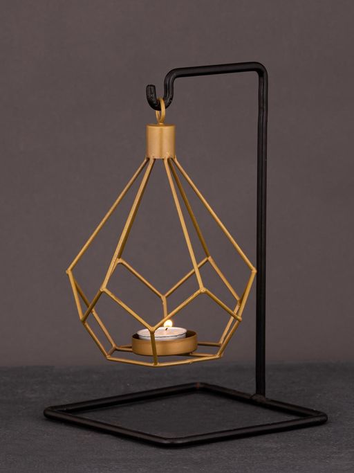 AAPNO RAJASTHAN Black and Gold Handcrafted Hanging Tea Light Holder