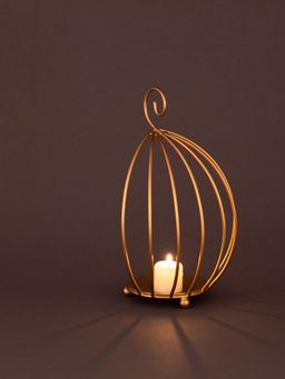 AAPNO RAJASTHAN - Handcrafted Oriental Design Golden Metal Tea Light Candle Holder