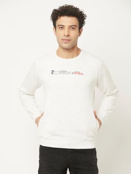 CRIMSOUNE CLUB - Men White Graphic Sweatshirt in Pullover Style