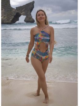 Keepfit - Women's Multicolor Cut-Out One-Piece Swimsuit