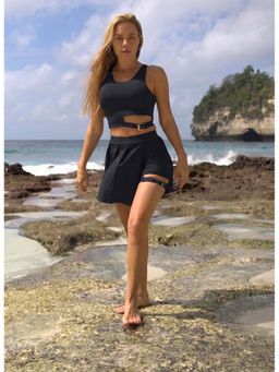 Keepfit - Women's 2-Piece Swimwear Set With Crop Top & Pleated Skirted Bottom