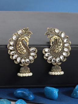 Anika's Creations - Traditional Antique Peacock Gold Plated Party Wear Alloy Earrings