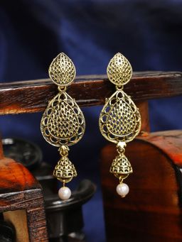 Anika's Creations - Gold Plated Teardrop Shape with A Small Jhumki Drop Earring