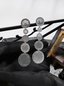 Anika's Creations - Traditional Antique Five Layer Silver Plated Party Wear Earrings