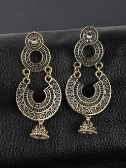 Anika's Creations - Gold Plated Geometric Shape with A Small Jhumki Drop Earring