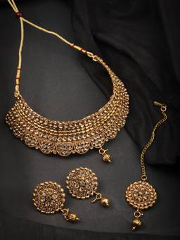 Anika's Creations - Hasli Style Gold Plated Choker Stone Studded