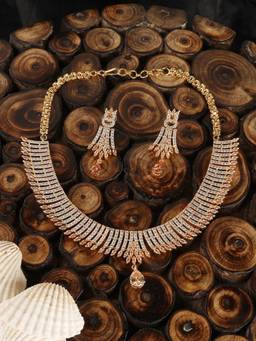 Anika's Creations - Gold-Plated American Diamond Stone Studded Choker Necklace