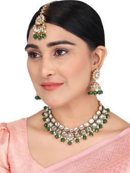 Anika's Creations - Traditional Hasli Green Gold Plated Kundan Choker