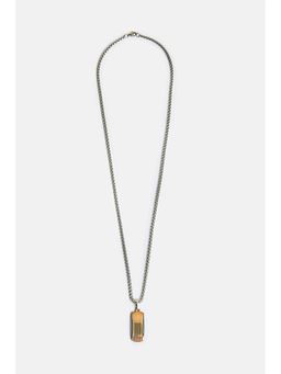 Snitch - Men Gold-Silver Vertical Line Pendant Necklace