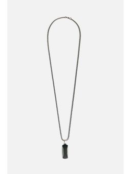 Snitch - Men Black-Silver Vertical Line Pendant Necklace