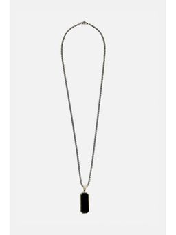 Snitch - Men Silver Octagonal Inlay Polished Pendant Necklace