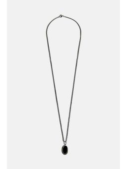 Snitch - Men Black Oval Pendant Necklace