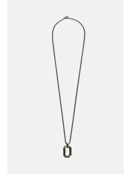 Snitch - Men Silver Toned Rectangular Pendant Necklace