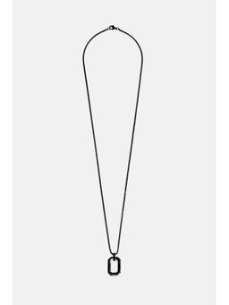 Snitch - Men Black Toned Rectangular Pendant Necklace