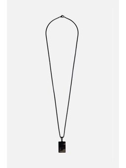 Snitch - Men Black Rectangular Pendant Necklace