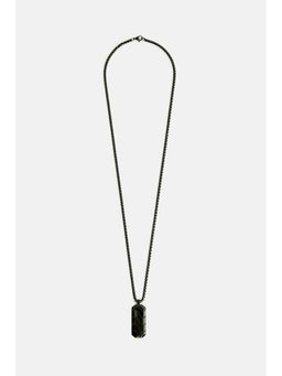 Snitch - Men Geometric Black Plated Pendant Necklace