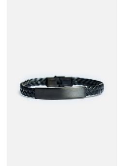 Snitch - Men Black Braided Toned Metal Bracelet