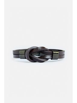 Snitch - Men Brown Knot Metallic Clasp Bracelet