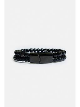 Snitch - Men Black Braided and Beaded Bracelet