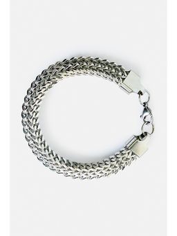 Snitch - Men Silver Toned Curb Chain Bracelet