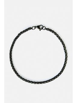 Snitch - Men Black Slim Braided Chain Bracelet