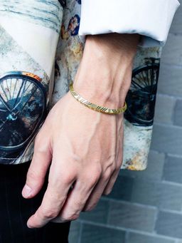 Peora - Men Gold Plated Two Toned Cuff