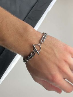 Peora - Men Silver Stainless Steel Openable Chain Bracelet