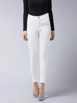 Miss Chase - Women's White Skinny Fit High Rise Stretchable Denim Jeans