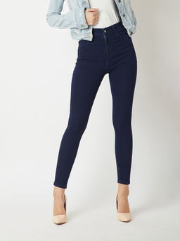 Miss Chase - Navy Blue Skinny Fit High Rise Stretchable Denim Jeans