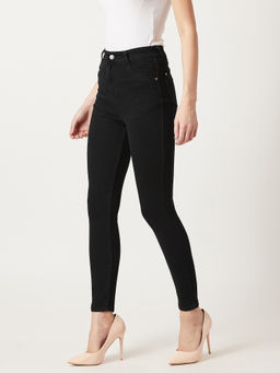 Miss Chase - Black Skinny Fit High Rise Regular Stretchable Denim Jeans