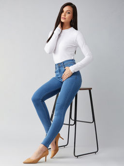Miss Chase - Women Blue Solid Skinny Fit Jeans
