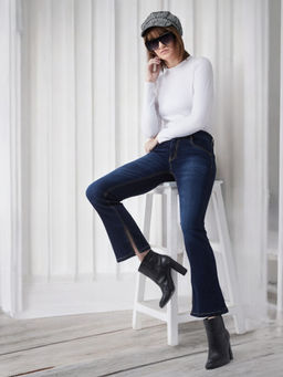 Miss Chase - Women Blue Solid Bootcut Fit Jeans