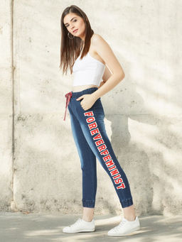 Miss Chase - Women Navy Blue Solid Regular Fit Jeans