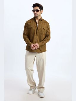 XKIND - Jonesburg Brown Double Pocket Regular Fit Shirt