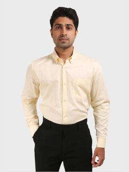 XKIND - Jonesburg Light Yellow Satin Slub Slim Fit Shirt