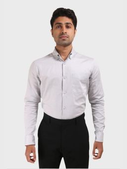 XKIND - Jonesburg Light Grey Satin Slub Slim Fit Shirt