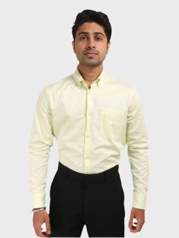 XKIND - Jonesburg Lemon Yellow Satin Slub Slim Fit Shirt