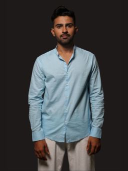 XKIND - Sky Blue Slub Slim Fit Shirt