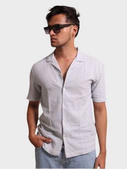 XKIND - Jonesburg Men's Light Blue Textured Fine Checks Relaxed Fit