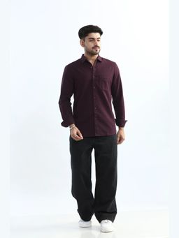 XKIND - Purple Textured Slim Fit Shirt