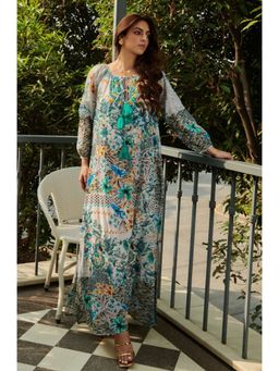 CINCIN Fashion - Blue Floral Printed Long Dress