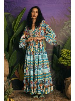 CINCIN Fashion - Green Print and Poise Maxi Dress