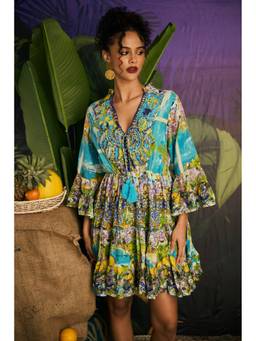 CINCIN Fashion - Boho Tassel Multi-Color Embroidered Neck Dress