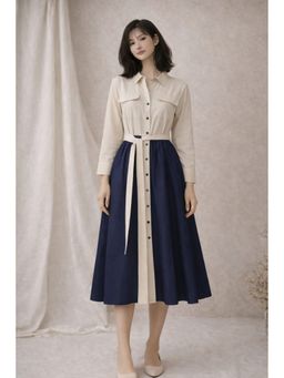 CINCIN Fashion - Indigo Belted Shirt Dress