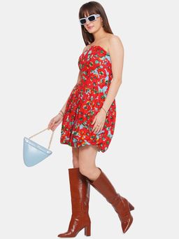 CINCIN Fashion - Red Printed Balloon Dress