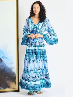 CINCIN Fashion - Blue Tassel Tide Maxi Dress