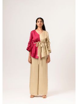 NEORA BY NEHAL CHOPRA - Women Wine & Ecru Cape Co-ord Set