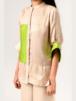 NEORA BY NEHAL CHOPRA - Women Ecru & Green Blocked Co-ord Set