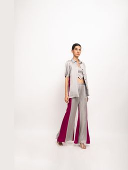 NEORA BY NEHAL CHOPRA - Women Grey & Wine Co-ord Set